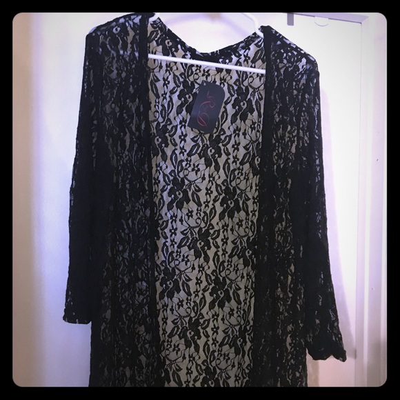 Rozy D Sweaters - Black duster lace